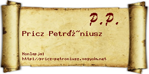 Pricz Petróniusz névjegykártya